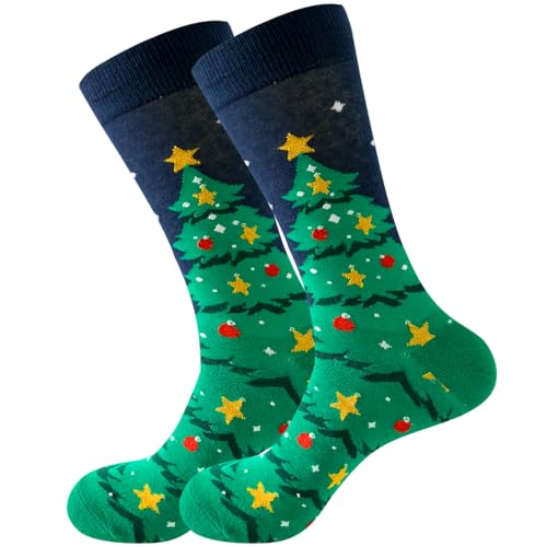 BONANGEL Men's Fun Christmas Socks - Colorful, Funky, Novelty, Casual Office Socks for Men & Dad