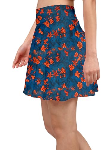 Image of Mehrang Girl's /Women's Classic Stretchy All Time Trendy Skater Skirt with Attached Inner Shorts and Flared Inskirt