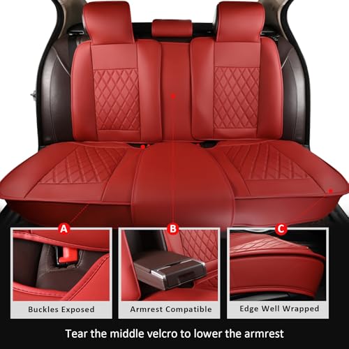 Image of MIROZO Seat Covers Full Set,Leather Car Seat Covers Breathable Car Seat Protector Waterproof Automotive Vehicle Cushion Cover Universal for Most Sedan, Truck and SUV (Full Set, Wine Red)
