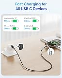 Kabel USB C kątowy - 60W szybkie ładowanie, kabel USB C [1P 3M] pleciony kabel USB typu C do transmisji danych, kabel ładujący 90 stopni C do iPhone 16/15 Pro Max, Tesli Model Y, Apple MacBook, iPad