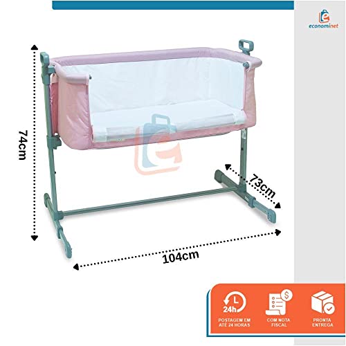 Berço lateral acoplado side by side Co Slepeer Baby Style Rosa