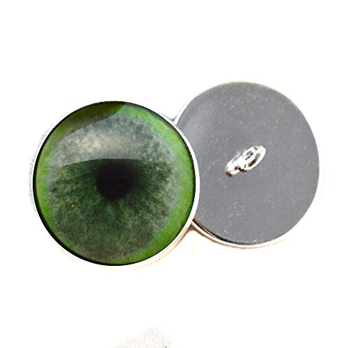 Jade Green Jaguar Sew On Button Glass Doll Eyes for Stuffed Animal Plushie Pair for Art Dolls, Sculptures, Props, Masks, Fursuits, Jewelry Making, Taxidermy, and More (30mm)