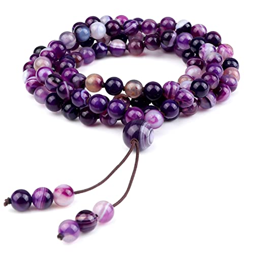 Collier onyx naturel cadeau agates violettes pourpre sautoir perles 108