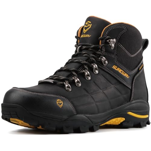 Image of SUREWAY Men's 6 Inch Waterproof Steel /Soft Toe Leather Work Boots | Durable comfortable slip resistant outsole, ideal for construction, roofing, hunting and daily job site wear