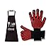 Pack de Guantes para Horno + Delantal de Cocina para Hombre y Mujer - Manoplas para Barbacoa y Horno - Guantes Ignífugos para Barbacoa - Manoplas de Cocina + Delantal para Cocinar