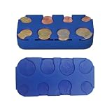 YIPFEN Monnayeur 1 Pièce pour Pièces Euro, 8 Compartiments de 1 Cent à 2 Euros, Pratique Trieur et Porte Monnaie pour Maison, Bureau et Voiture, Bleu