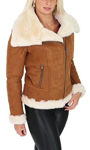 Veste shearling femme de style pilote en authentique mouton retourné mérinos Isabelle