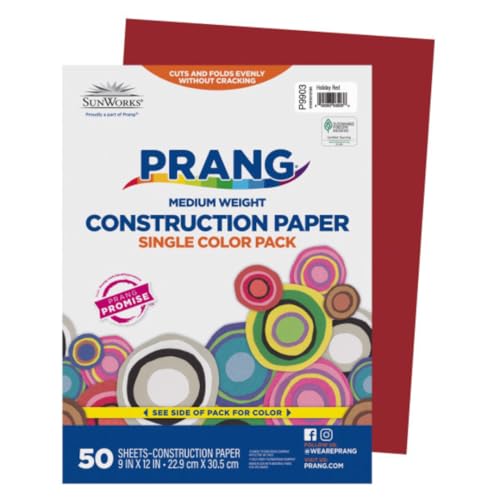 Image of Prang Construction Paper, 9 inch x 12 inch, Holiday Red, 50 /Pack, 50 Packs | Formerly SunWorks, Class Pack, 2500 Sheets Total, P9903