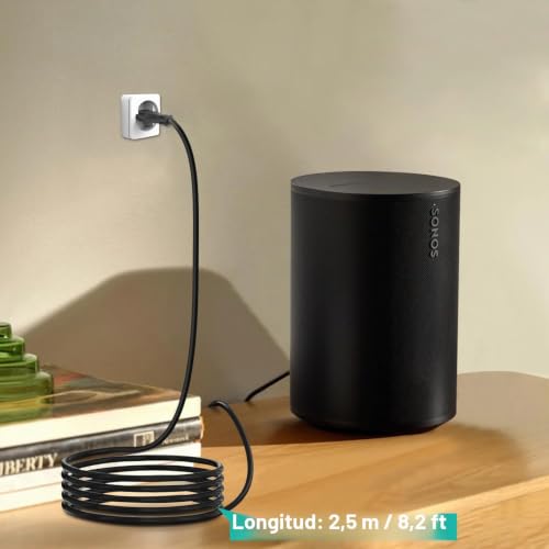 Miniatura 2 de Kfd Cable De Alimentación Para Sonos Era 100 Smart Speaker, Era 300 Mini Sub Altavoz Inteligente Cable De Extensión Power Cable Cord Enchufe Europeo Cable De Conexión 1 Unidad 2.5 M , Color Negro