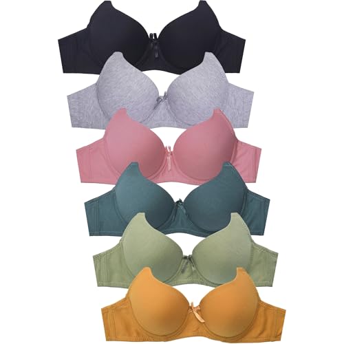 Image of Mamia Women's Basic Plain Bras, Pack of 6