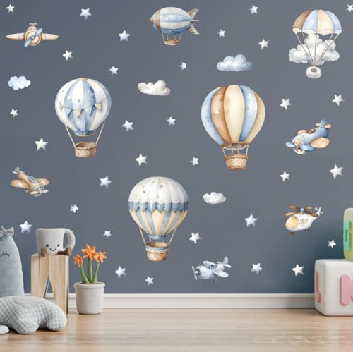 Vinilos decorativos globo aerostático acuarela 2 hojas miniatura 2