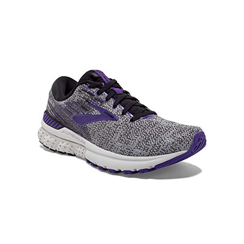 Brooks Womens Adrenaline GTS 19 Running Shoe - Black/Purple/Grey - B - 8.5
