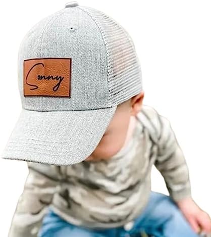 Custom Toddler Baseball Cap Personalized Name Hat Baby Boy Adjustable Trucker Hat Toddler Snapback Hat Dad Son Matching Hats (Style 1)