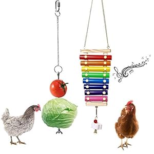 Kippenvogel Toy, Kip Xylofoon Speelgoed en Kip Papegaai vogel Opknoping feeder Kip Veggies Spies Fruit Houder Xylofoon…