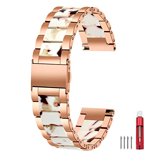 Kai Tian 調節可能な時計 べると 20mm ステンレス ウォッチバンドステンレススチールウォッチストラップ ローズゴールド ミルクホワイト