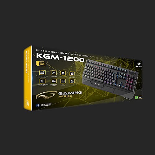 C3Tech Teclado Gamer KGM-1200BK Mecanico Preto USB Layout ABNT2 Switch Blue Anti-ghosting Ergonômico