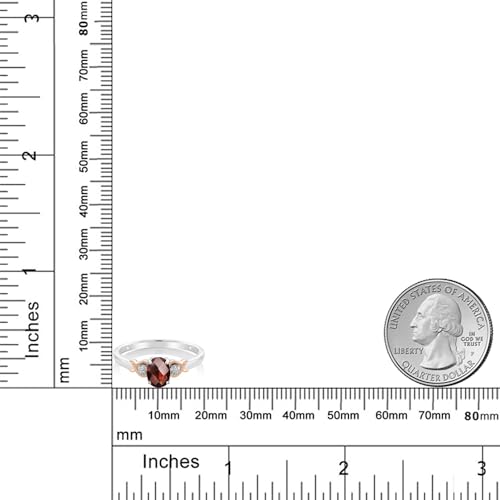 Gem Stone King 925 Sterling Silver and 10K Rose Gold 7X5MM Oval Gemstone Birthstone and Diamond Accent Engagement Ring | Wedding Anniversary Promise Ring For Women | Available In Size 5-93