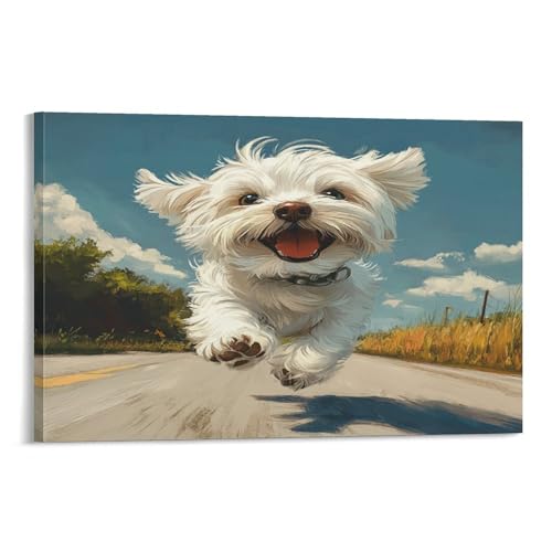 Impression giclée haut de gamme chien maltais KAYZTGSDA sur toile