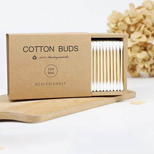 2 caixas Exceart 200 peças de cotonetes de algodão de bambu com duas pontas de algodão orgânico apli