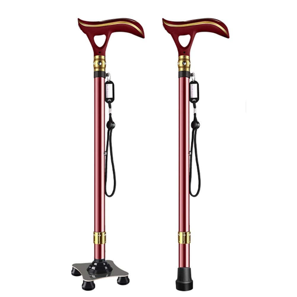 Bastón para Caminar para Hombres y Mujeres con luz LED, Altura Ajustable, bastón con 2 Bases Antideslizantes para Personas Mayores con Artritis, discapacitados y Ancianos, Unisex (Vino) Star of Light