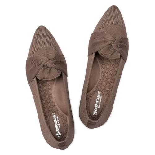 Image of Frank Mully Women's Casual Loafer Flats Slip On Loafer Shoes Comfortable Knit Flat Shoes Classics Pointy Toe Loafer Flats,for Work,Travel