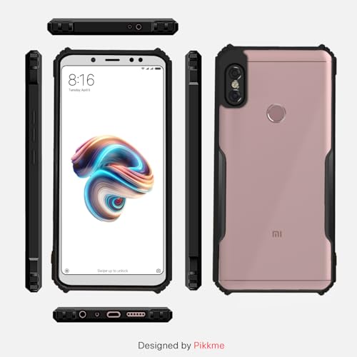 Image of Outlouders Back Cover for Redmi Note 5 Pro | Ultra Hybrid Transparent | Full Camera Protection | Raised Edge | Crystal Clear Bumper Case (Black)