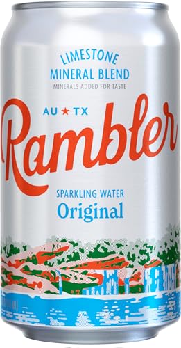 Image of AUTX RAMBLER Sparkling Water, Texas Limestone Mineral Blend, Original Natural Flavor, 12-Ounce Cans, Three 8-Packs (24 Cans)