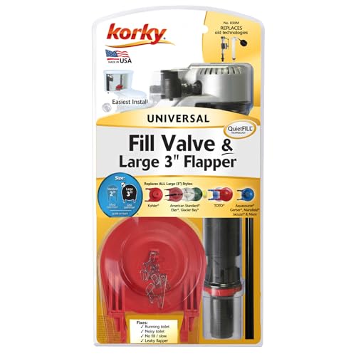 Image of Korky 830MP QuietFILL Platinum Toilet Fill Valve and Premium Large 3-Inch Flapper-Easy to Install-Made in USA, 7-3 /4 inch - 13-1 /2 inch (Pack of 5)