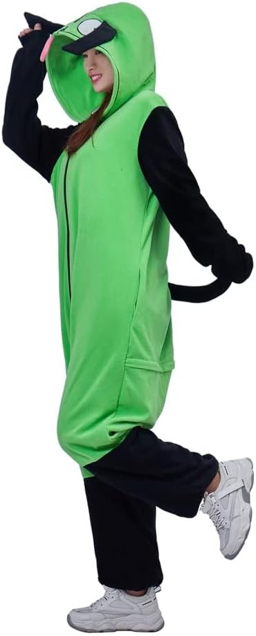 Unisex Adult Green Cute Onesie Pajamas Sleepwear Halloween Christmas Costume - Image 4