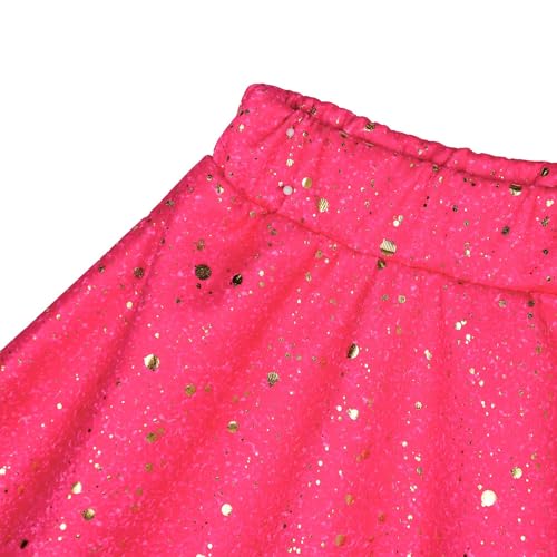 Image of Girls Sparkly 2 Pieces Outfit Kids Crop Top and Skirt Set Music Party Costume Birthday Gift