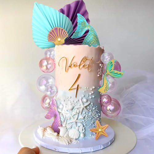 Decoración para tartas de sirena para adornar tartas infantiles y mesas de dulces de cumpleaños 4