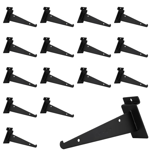 PYBTOOL 6 Inch Slatwall Shelf Bracket, Slatwall Accessories, Heavy Duty Slat Wall Shelf Bracket with Lip for Garage and Retail Display(16PC ) by PYBTOOL - Used condition - CA$31.35