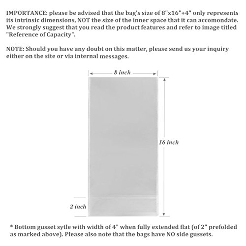 100 Gusset Cello Bags With Ties - 2.8 Mil Big Size Gift Wrap Cellophane Bag - Clear Wine Bottle Gift Bags Large For Favor (8" X 16" + 4") #TOP2