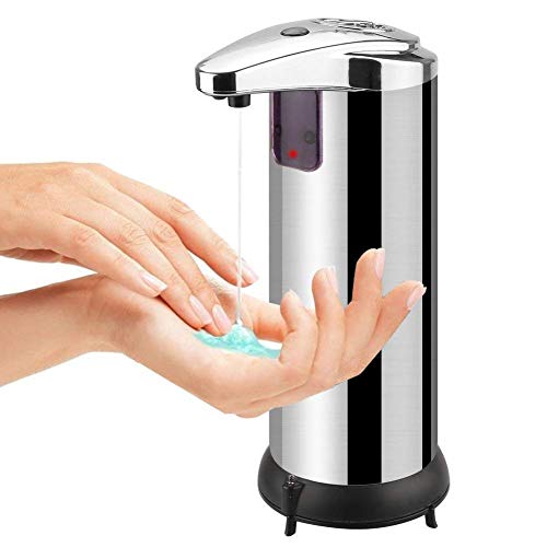 Tatuer Lozione Dispenser di Sapone Liquido Automatico Shampoo in Acciaio INOX, Dispenser di Sapone Elettronico con Sensore ad Infrarossi Touchless Ideale per Cucina, Bagno, Lavabo, 250 ml