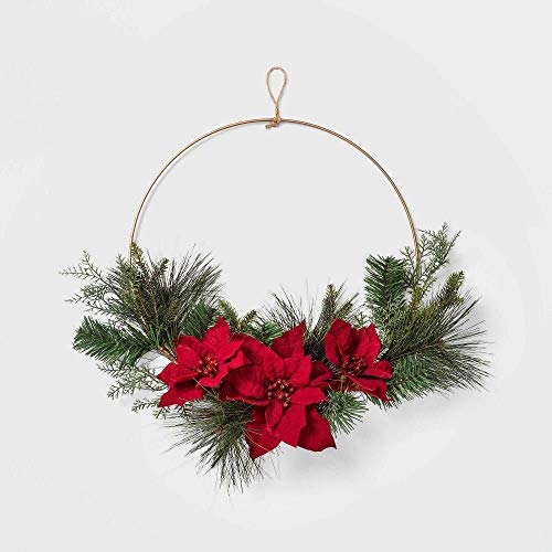 image for HOHIYA 19 Inch Metal Floral Hoop Wreath 4pcs Large Gold Craft Macrame 