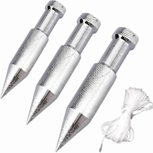 GNURBDILFO 3PCS Plumb Bob with String, Steel Plumb Bob, High Vertical Building Measuring Tool,Lineman Tools
