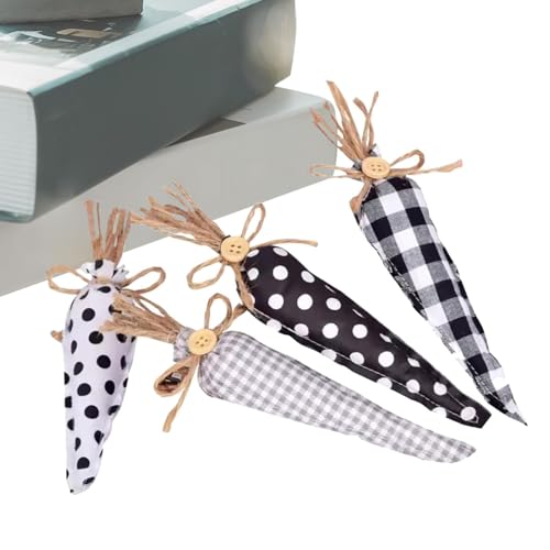 4pcs Easter Fabric Carrot Toy Rustic Stuffed Carrot Decoration | Seasonal Vegetables Print Felt Carrot Decor,Cute Artificial Stuffed Easter Fabric Carrot Toys for Holiday Homes Decors and Party