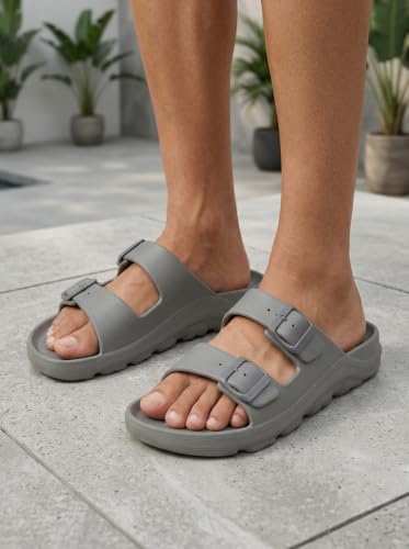 Image of Carlton London Men's Casual Thong Flip Flops with Striped Straps and Metallic Accent