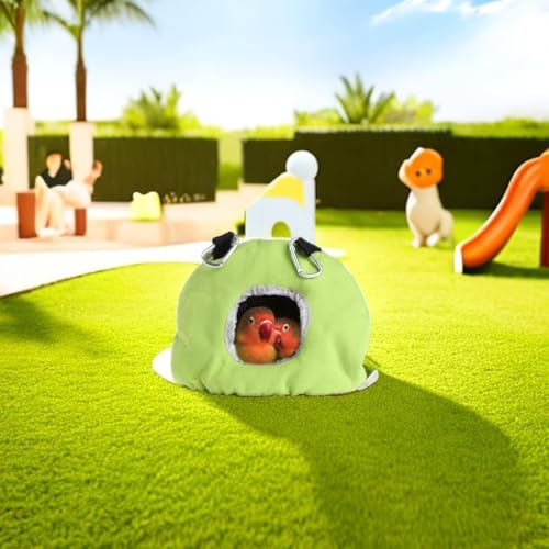 Image of Warm Bird Plush Bird Cage Sleeping Hut M Size Canvas and Plush Hanging Bird Hammock with Double Hooks Cozy Hideout Easy Clean for Parakeet Cockatiel Conure