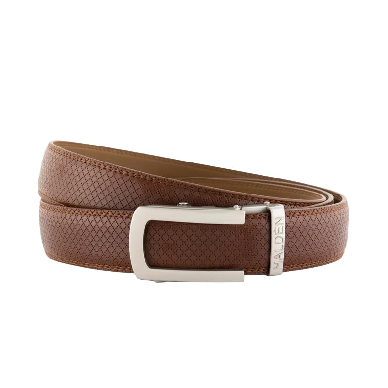 Image of HALDEN THEO Tan Belt For Men Leather Original (Adjustable Fits Up to 44 Inch Waist) Ratchet Strap with Classic Buckle & Magnetic Auto-lock
