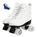 【Klassisches zweireihiges Design】 Unsere klassischen zweireihigen Rollschuhe sind sicherer und stabiler als geradlinige Rollschuhe, ideal für Anfänger und Frauen oder Männer, die das Rollschuhlaufen leicht erlernen möchten. Kaufen Sie ein Paar, Sie können den Spaß am Rollschuhlaufen genießen.