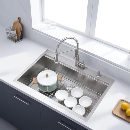 KINGO HOME 33x22 Drop in Kitchen Sink,Single Bowl workstation by KINGO HOME - Used condition - Image 7