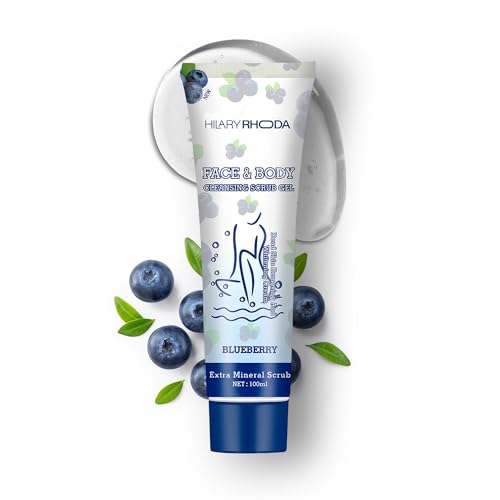 Hilary Rhoda Face & Body Cleansing Scrub Gel | Dead Skin Removing Cleansing Scrub Gel | Gently Exfoliates Skin Cells | Removes Dirt & Oil | 100ml (Blueberry -Shade 01)