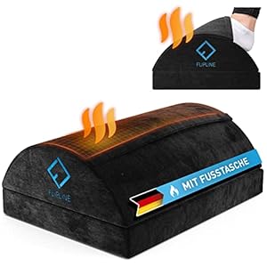 FLIPLINE Fußstütze Schreibtisch mit Flauschfaser-Fußtasche [ThermoFlow] höhenverstellbare Fußablage für Schreibtisch…