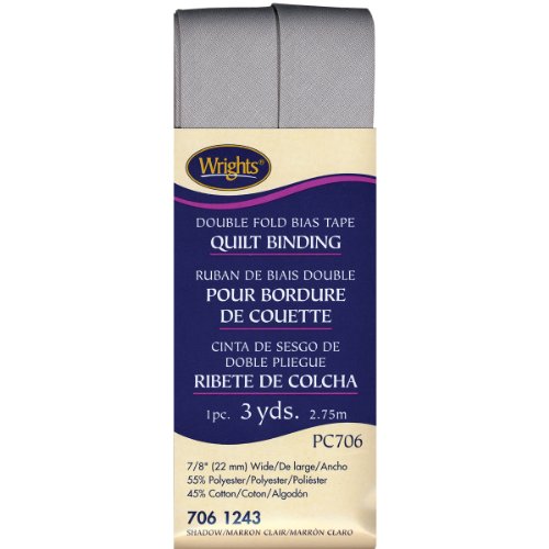 Wrights 117-706-1243 Double Fold Quilt Binding Bias Tape, Shadow, 3-Yard