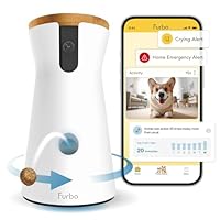 Furbo 360° Dog Camera + Nanny w/AI Smart Alerts: Home Emergency & Safety Alerts | 360° Rotating Dog Tracking, Treat Toss, Night Vision, 2-Way Audio, Bark Alert (Paid App Subscription Required)