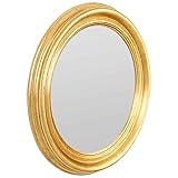 38193 COTE TABLE Miroir Convexe Drachma Rond doré Bois 46cm