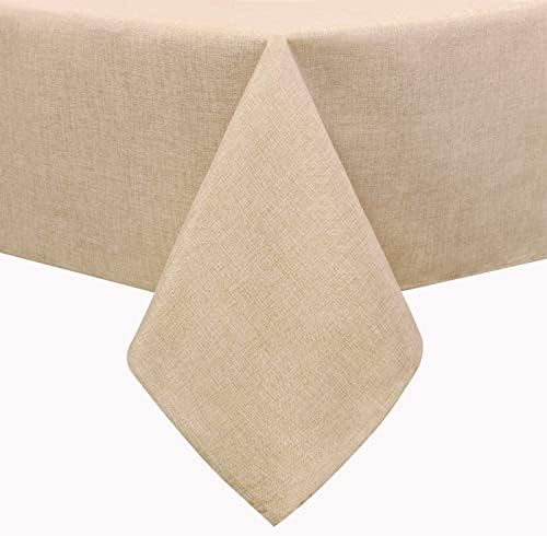 MUXHOMO Rectangle Table Cloth, Faux Linen Tablecloth for 8 Foot Tables, Waterproof and Wrinkle Free Washable Table Cover for Kitchen & Dining, Farmhouse(Flaxen 60"×84")
