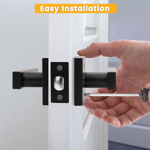 knobelite 8 Pack Passage Door Handle,Keyless Matte Black Interior Door Knob,Heavy Duty Door Lever Hardware for Hallway,Office,Reversible for Left & Right by knobelite - Used condition - Image 3