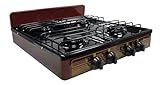 Koblenz Victoria 4-Burner Gas Stove, Portable, Porcelain Cover and Four 16,000 BTU Burners, Bronze Stove For Propane Gas, 20.8' x 24.6' x 5.12', Perfect for Outdoors and Camping, PFK 400A